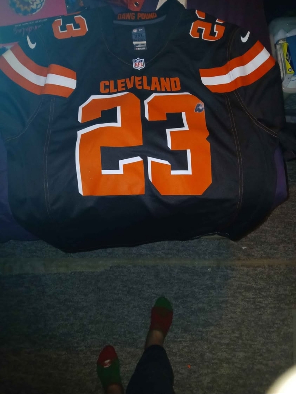 Nike Black and Orange Cleveland #23 Football Jersey